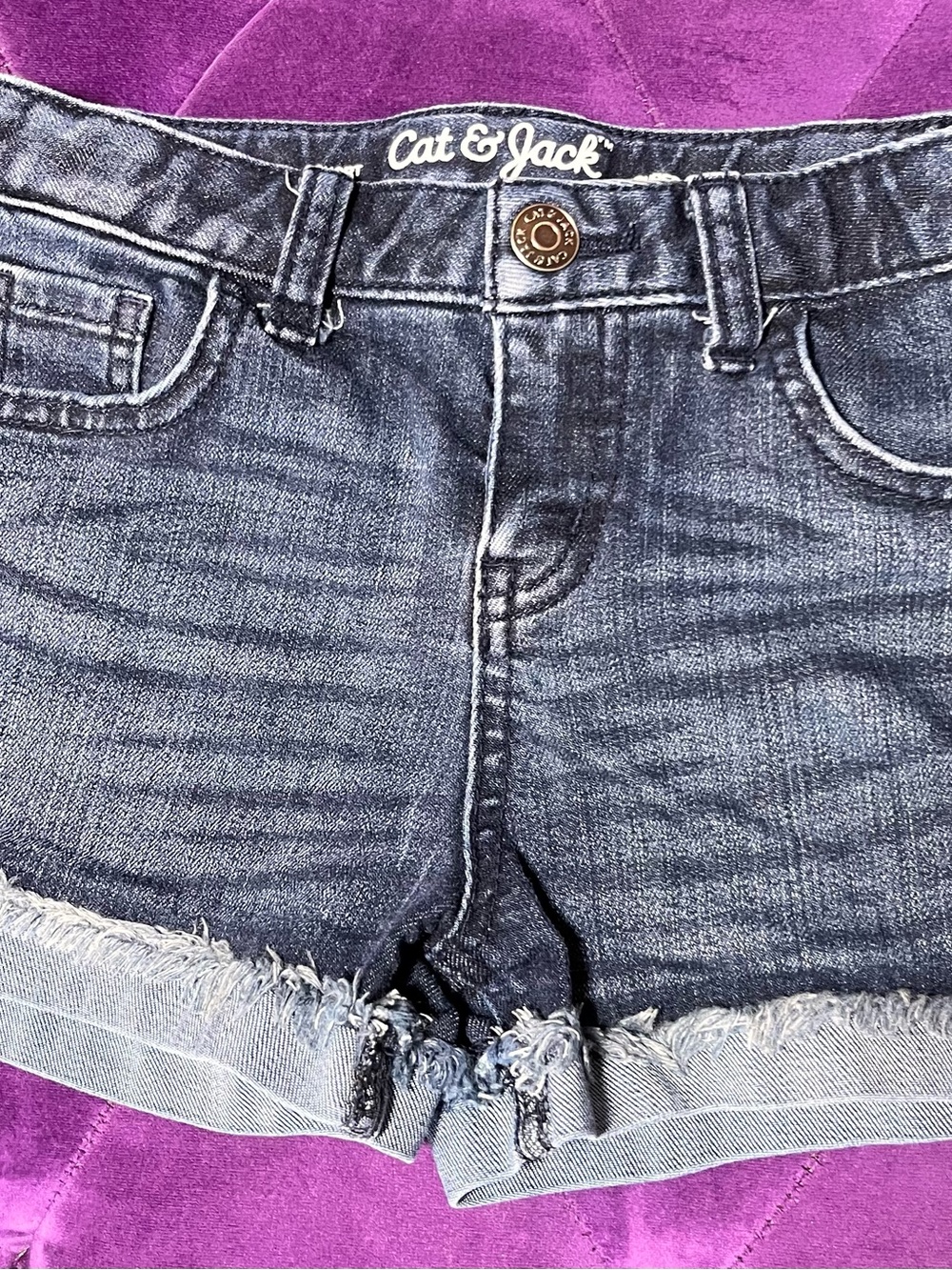 Cat & Jack Dark Blue Frayed Hem Denim Shorts